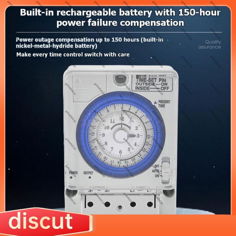 [gzhxdiizi1] Interruptor De Controle De Tempo TB388 Temporizador Mecânico De 24 Horas 110 230V AC Compacto E Confiável D