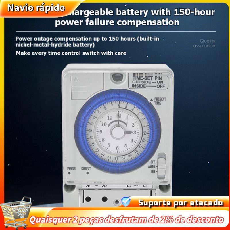 Interruptor De Controle De Tempo TB388 Temporizador Mecânico De 24 Horas 110 230V AC Compacto Design Confiável De Comuta