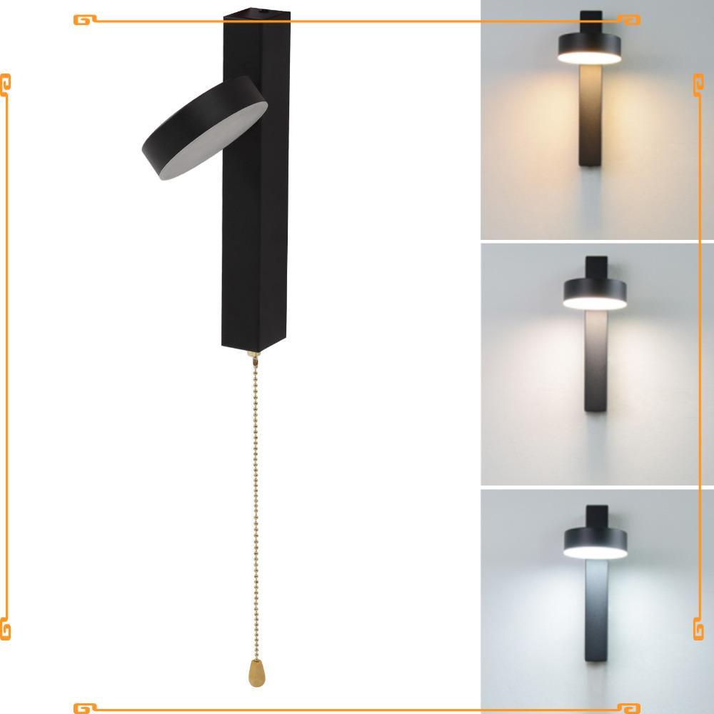 Aplique LED , Corpo De Alumínio 110-230V Arandela , Com Interruptor De Corrente De Tração 180 ° Candeeiro De Parede Gira