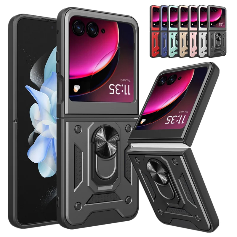 Capinha Capa Para Motorola Razr 50 Ultra 60 Ultra 70 Ultra Preta Anel Case Armour Armadura Magnética