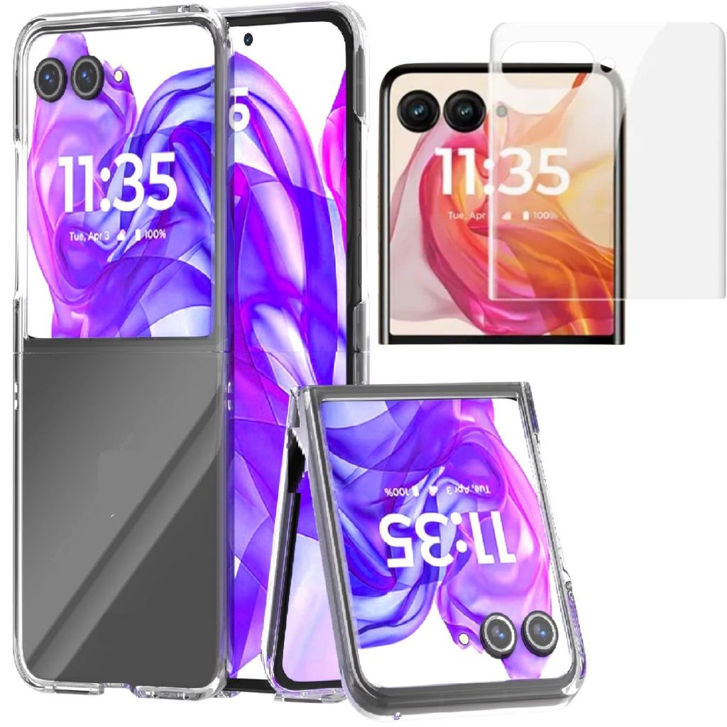 Capinha Capa Para Motorola Razr 40 Ultra 50 Ultra 60 Ultra 70 Ultra Película Case Protetora Flip Transparente