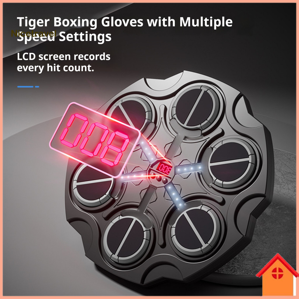 Boxing Machine with Gloves Music Wall-mounted Bluetooth Trainer Led Display 9-speed Adjustable Electronic Punching Targe