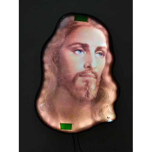 Luminoso Led Neon Corujinha Jesus Cristo Luminaria Parabrisa Branco 12v