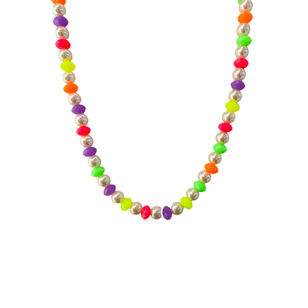 Colares choker de pérolas com miçangas Neon Candy colors