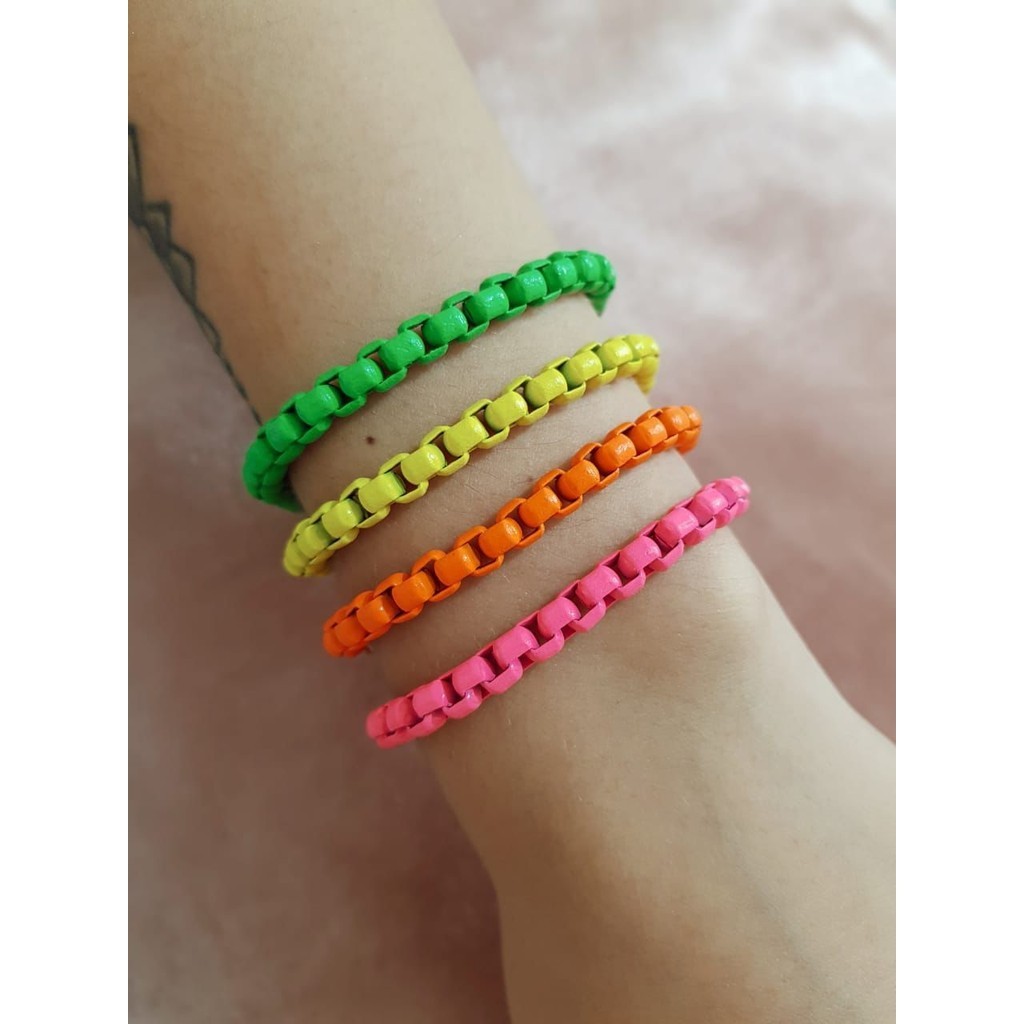 Pulseiras Coloridas pintadas modelo Veneziana em pulseiras Neon