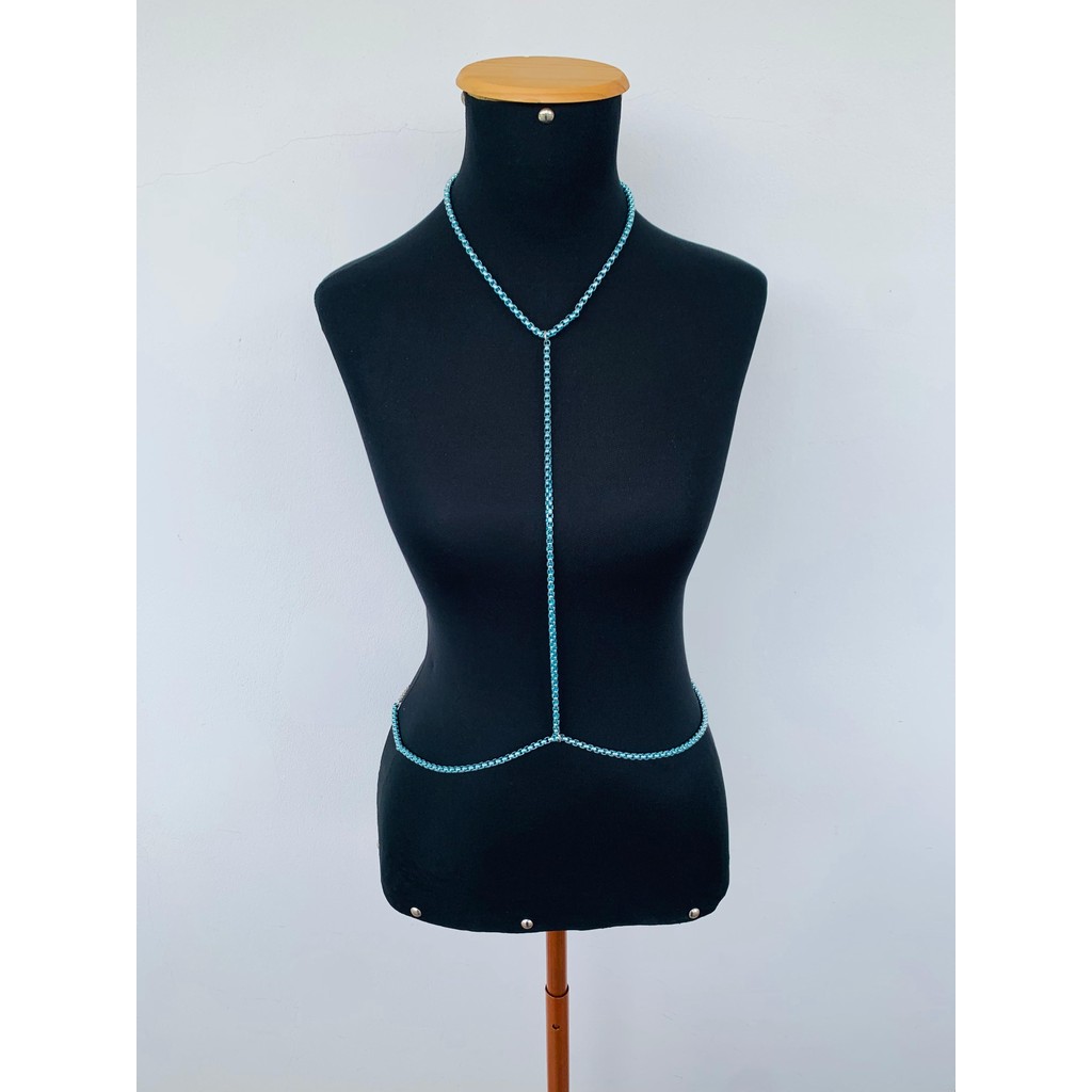 Bodychain colar corporal sob medida correntes coloridas Neon Cromada Tons Pastéis Carnaval Festival festa