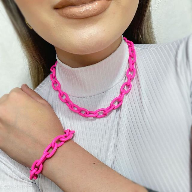 Conjuntos Colares E Pulseiras Pintados neon pintados verão copa barbiecore bandeira do brasil