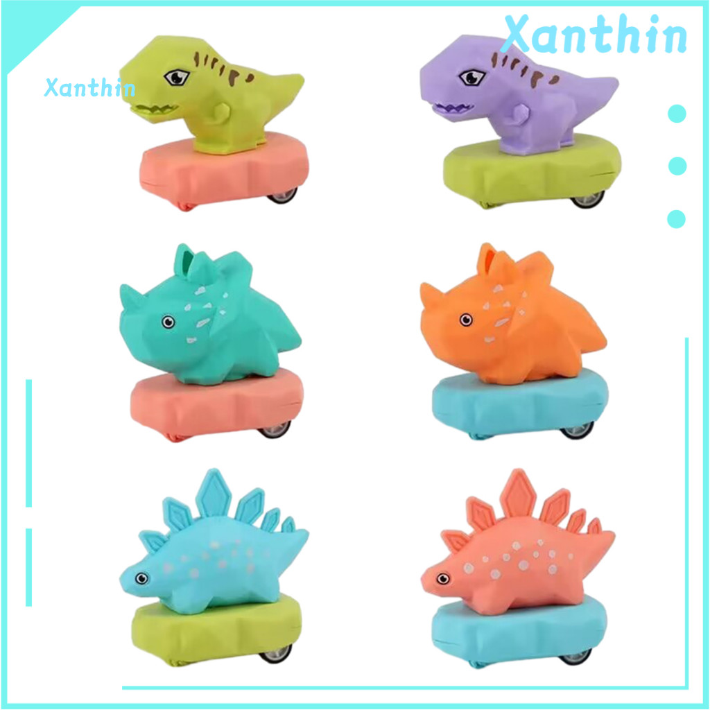 Dinosaur Toy Car Pull Back 6pcs Cars Set No Battery Needed Inertia Drive Mini Dino Truck Toys for Kids Toddlers Colorful