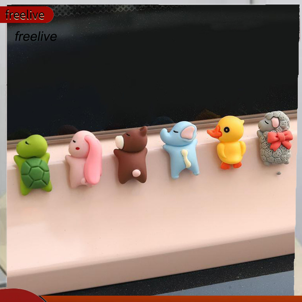 Home Decor Figurine Car Decoration Accessories 6pcs Cartoon Double-sided Tape Set for Window Edge Computer Monitor – C