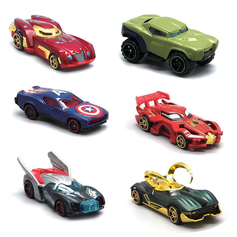 6Pcs/Set Avengers Car Toy Alloy Iron Man Hulk Racing Cars Modelo De Coleção De Brinquedos Para Meninos E Meninas Present