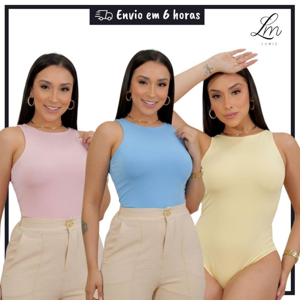 Body Feminino Regata Básico Gola Redonda Suplex Candy Colors Moda Gringa Verão Sem Transparência