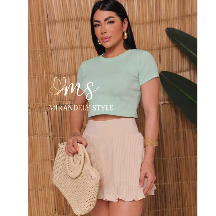 Cropped Manga Curta - Basico Fmenino – Color Candy Moda Casual - Anarruga premium - Tamanho Unico