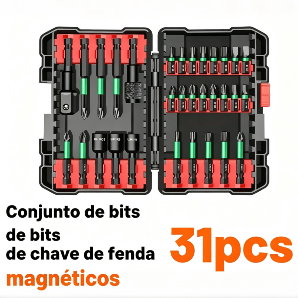 Kit 31 Pontas Bits Super Magnética Ponteira S2 steel Parafusadeira