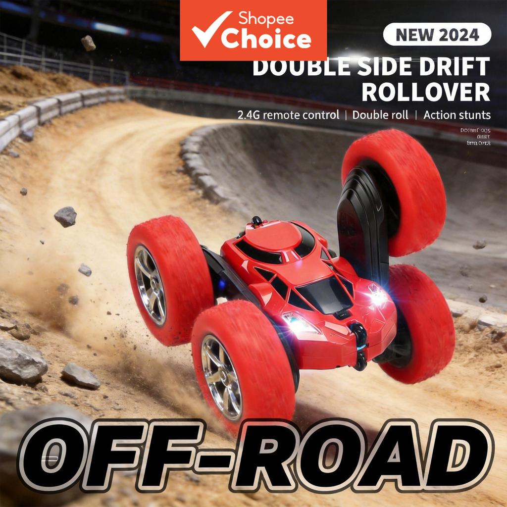 Carro de acrobacias dupla face rotativo 360 graus de alta velocidade para fora de estrada RC Crawler, presente de