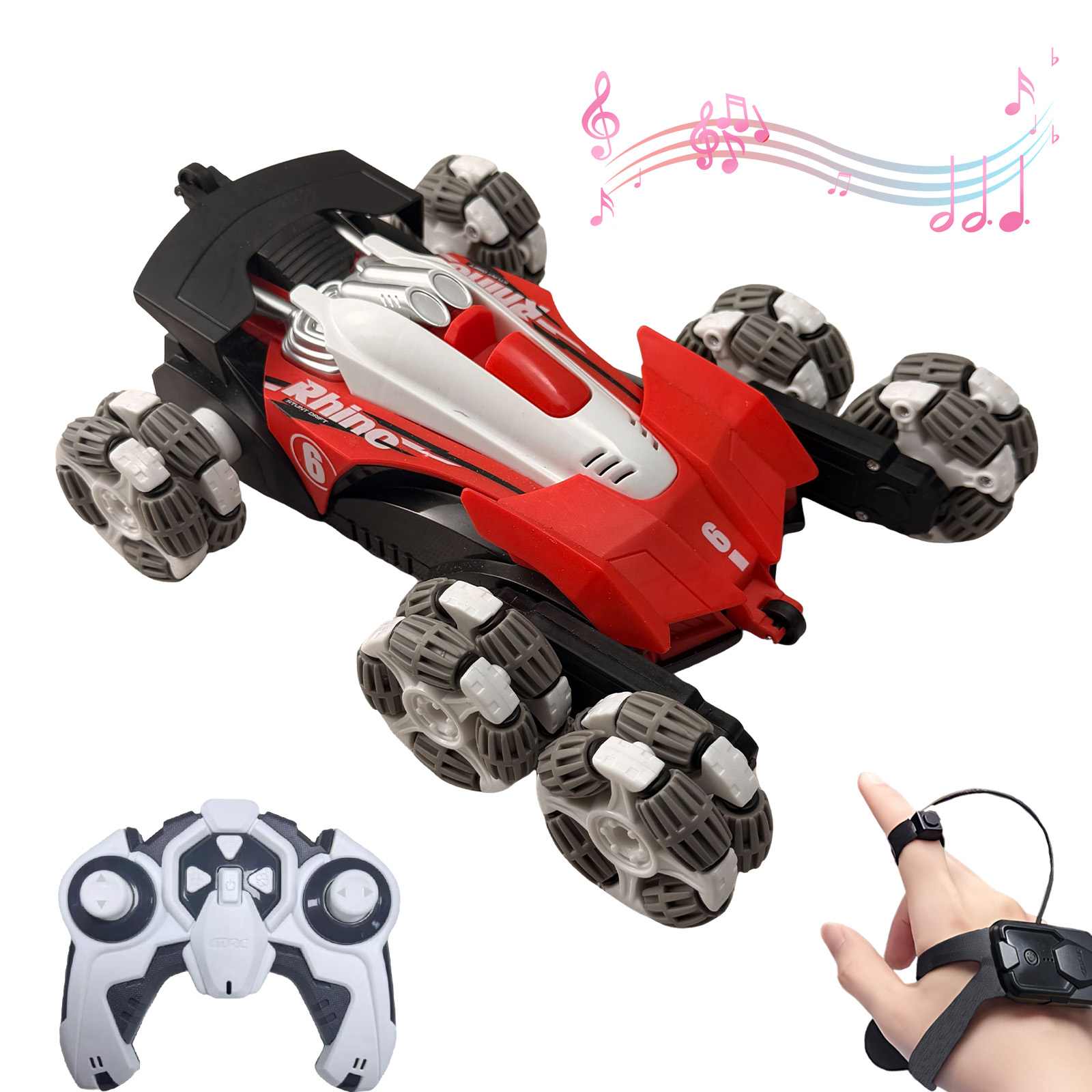 Veículo RC Acrobático com Controle por Gestos, Off Road 6WD, Crawler de Rocha com Direção Dupla e Giros de 360° para