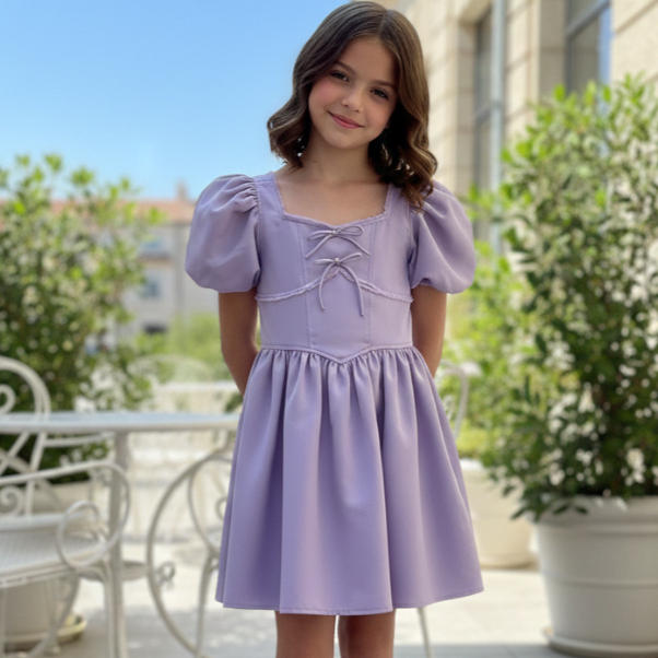 Vestido feminino  infantil igreja, festas lacinhos e manga bufante, tamanho: 12, ÚLTIMA UNIDADE