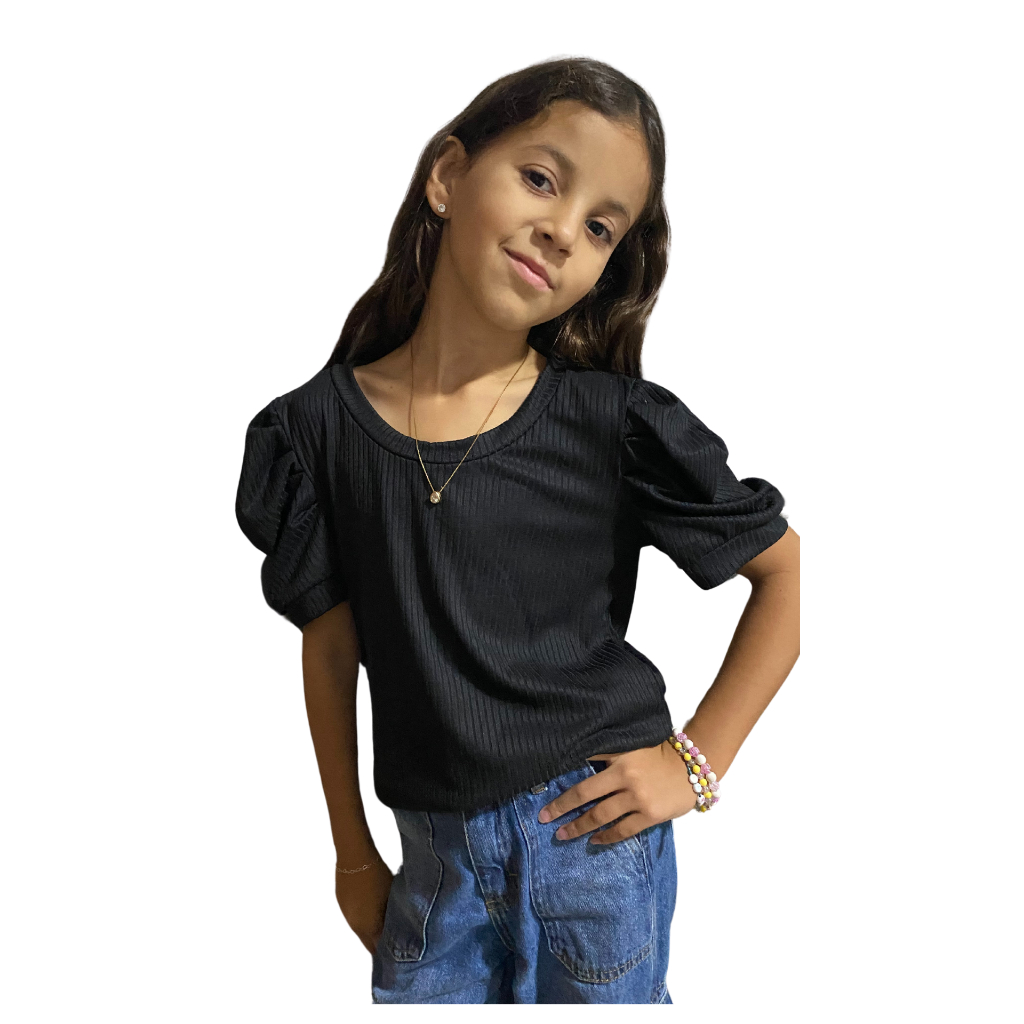 Blusa Manga Bufante Moda Blogueirinha Princesinha Lançamento