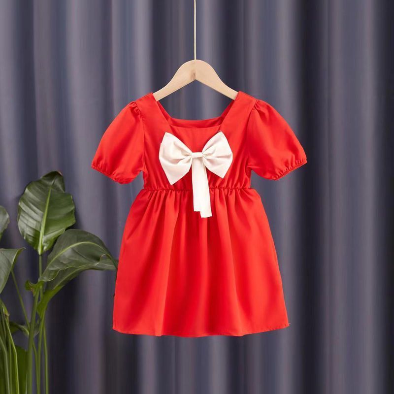 Meninas vestido de verão estilo fino estilo Pastoral Floral manga bufante vestido de princesa verão verão manga curta cr