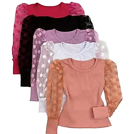 BLUSA INFANTIL DE TULE MANGA LONGA BUFANTE BLOGUEIRA SOCIAL VARIAS OCASÕES