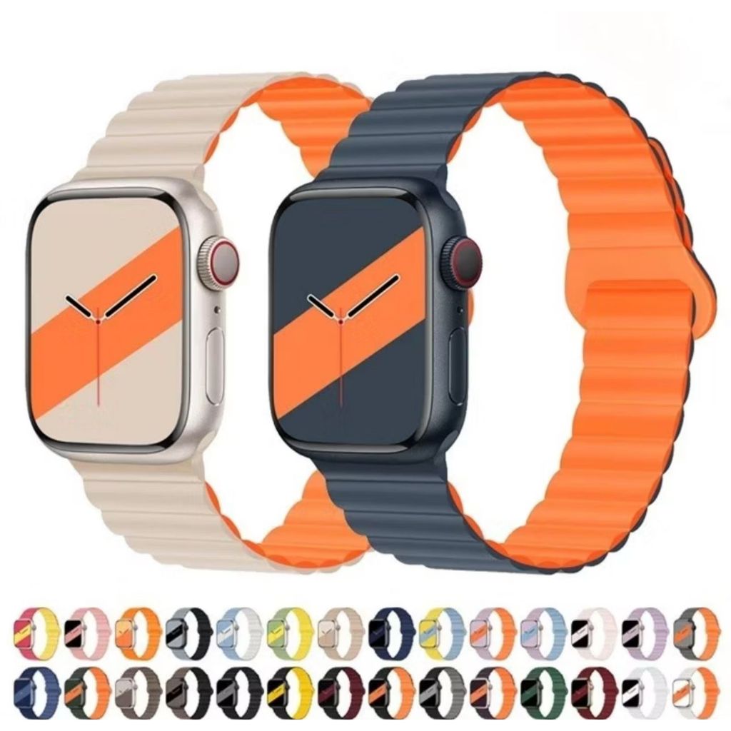 Pulseira tipo Apple Watch Magnética de Silicone Band 38mm 40mm 41mm 42mm 44mm 45mm/IWatch série 8 7 6 SE9