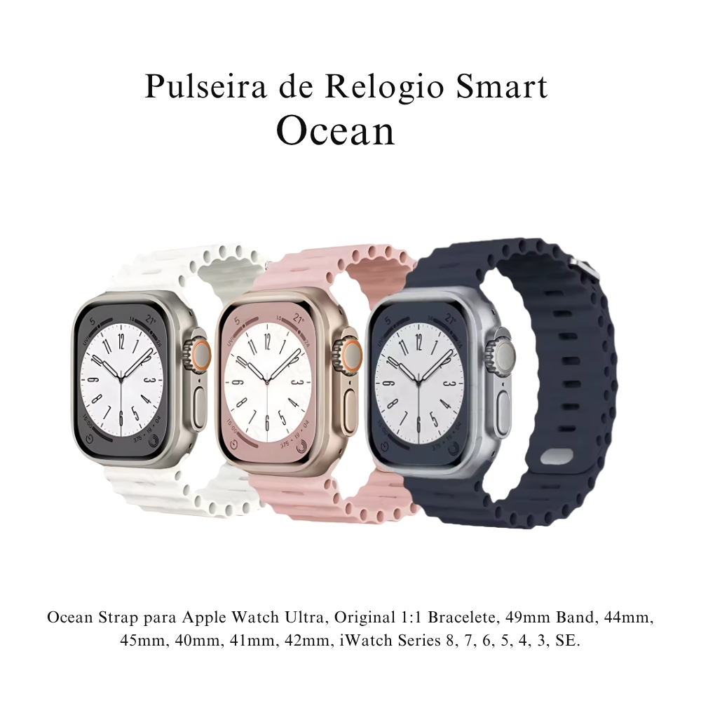 Pulseira Silicone Ocean Ondulado Smartwatch Luxo Moderno Estilo 44mm 45mm 49mm