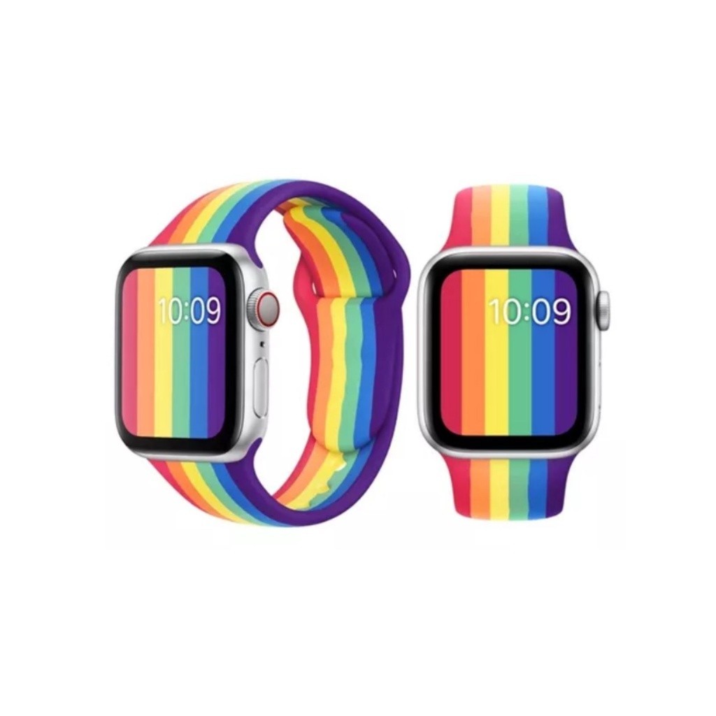 Pulseira De Silicone Para SmartWatch IWatch Estampa Arco-Íris