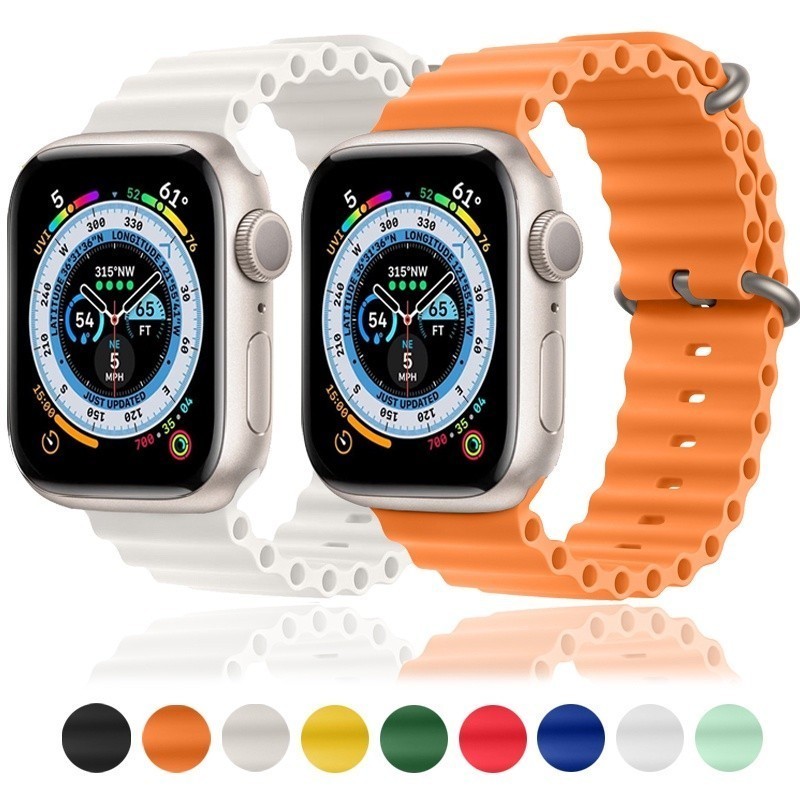 Pulseira De Silicone Oceânica Esporte Para AppleWatch SmartWatch Ultra 38mm- 49mm Reposição