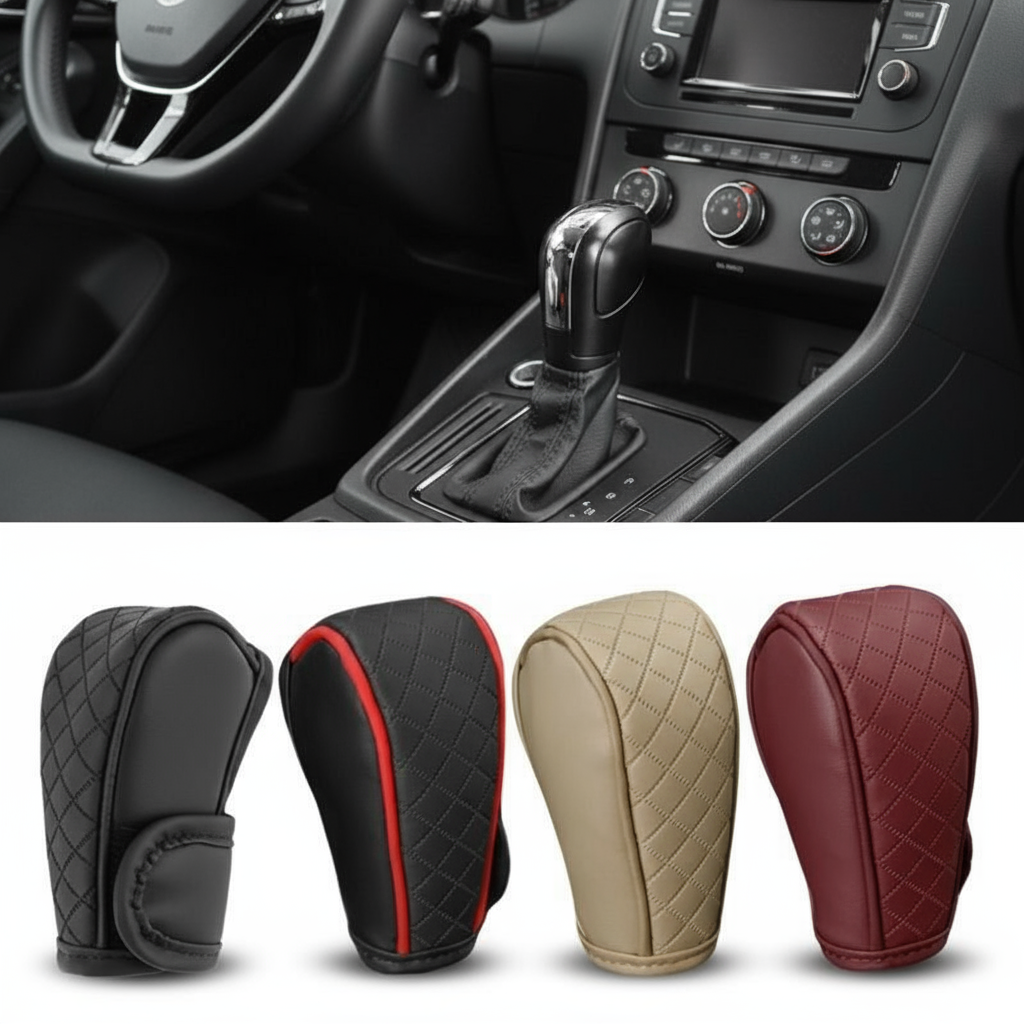 1Pc Capa de Câmbio em Couro PU Antiderrapante Universal para Acessórios Internos de Carro