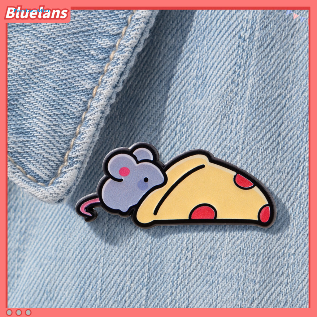 Alloy Safety Pin Badge Cute Cartoon Brooch Set – Enamel Zinc Lapel Badges with Cats Dogs Elephants Mice Cheese Shapes
