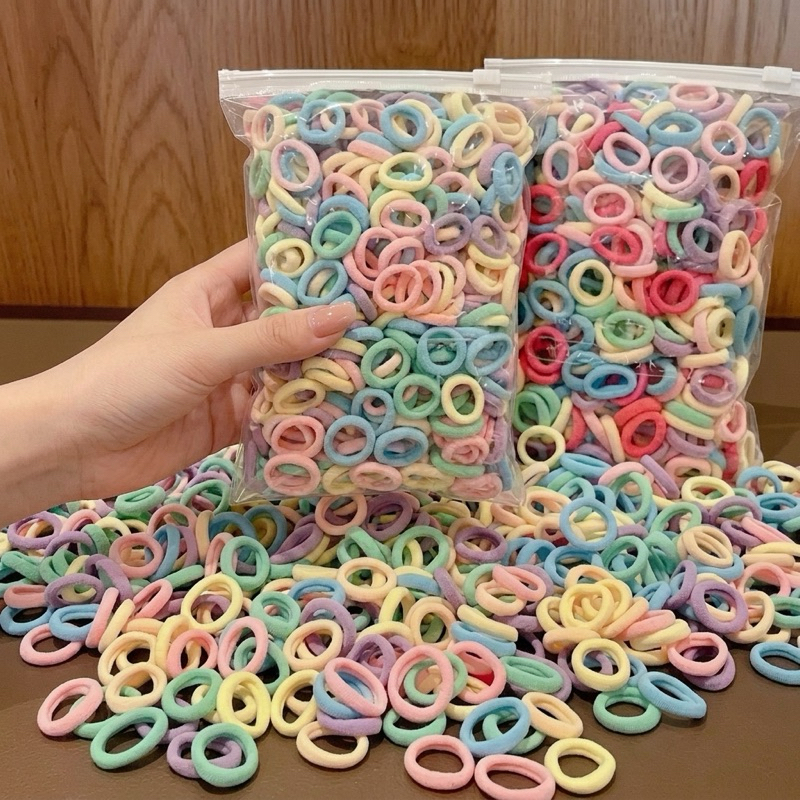 kit 300 pcs Xuxinha de Cabelo Faixas De Cabelo Para Crianças Em Nylon Colorido Scrunchie Hair Ties Rubber Band