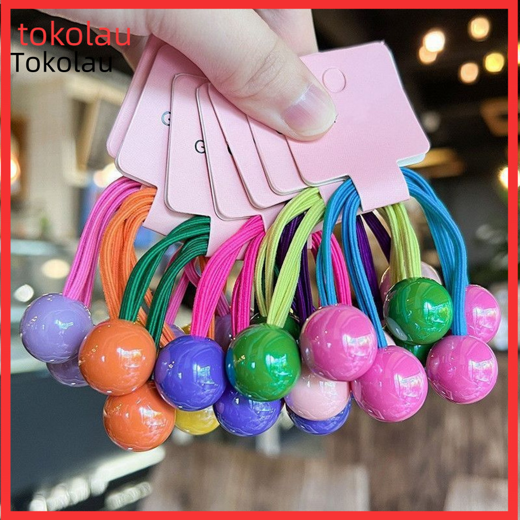 Hair Rope Simple Design Ties 5/7 Pcs High Elastic with Colorful Ball Knots Soft Bands for Women Girls Durable Non-slip A