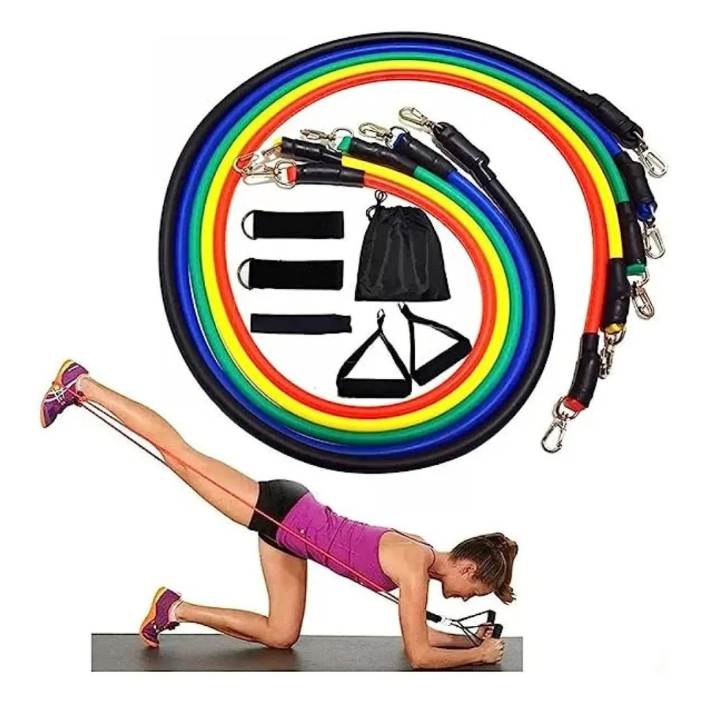 Kit 11 Pcs/Conjunto Faixa Resistencia Elastico Ginastica