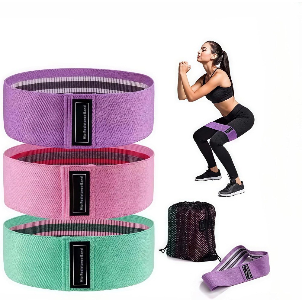 3 Pçs Faixas De Resistência Tecidas Conjunto Antiderrapante Exercício Para Pernas Glúteos Quadris Yoga Pilates Treino Em