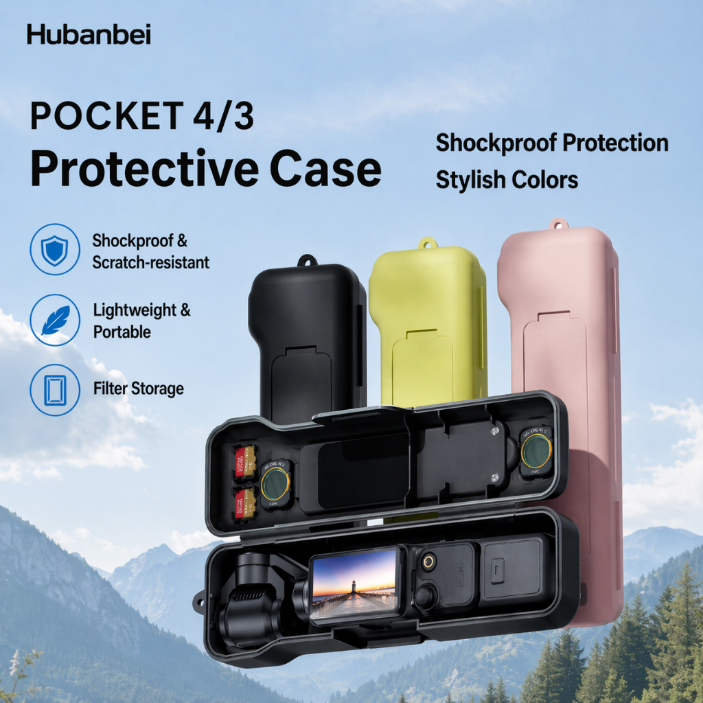 Estojo Protetor para DJI Osmo Pocket 4/3 com Filtro Magnético, Slot para Cartão e Tampa Flip