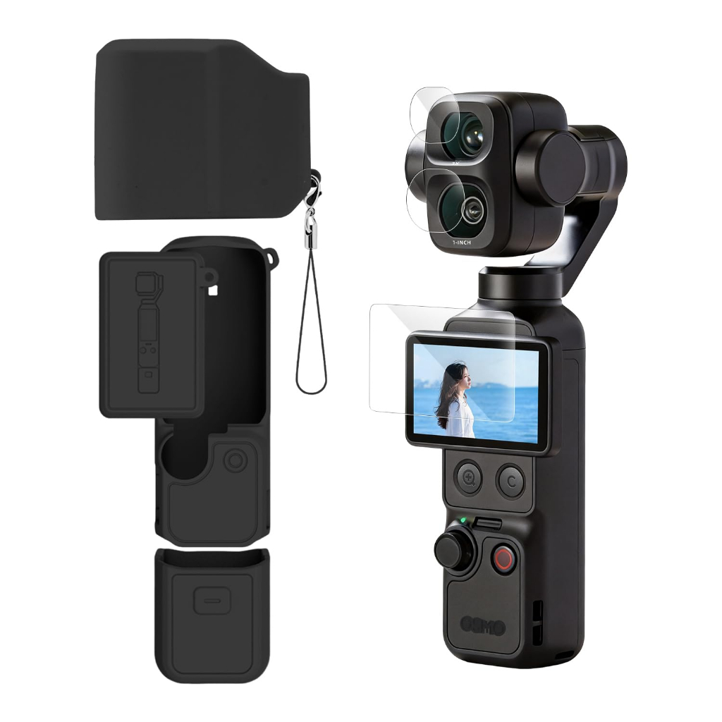 Capa De Silicone Para Lente Gimbal Pocket 4 Pro , Tudo Em Um , Protetora Anti-Queda , Design Flip DJI Osmo 4P