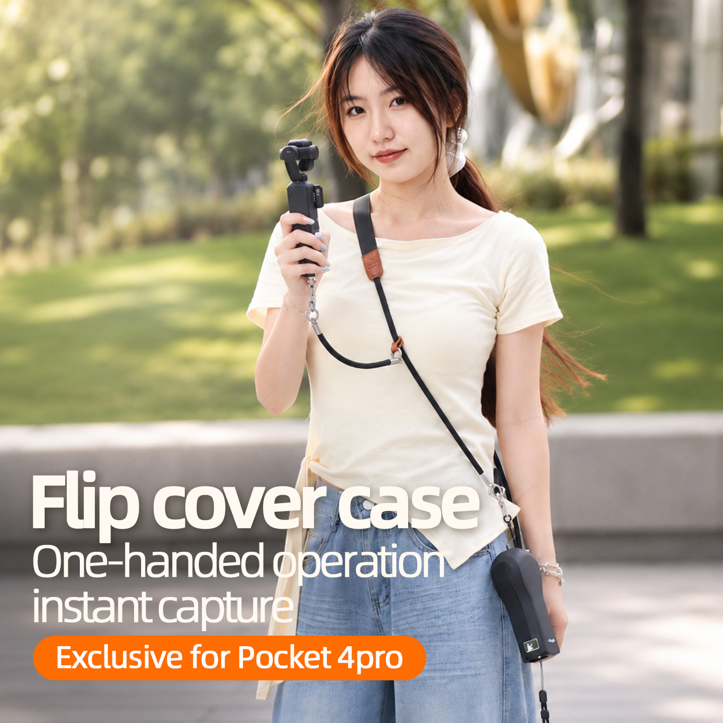 Para o DJI Osmo Pocket 4 Pro, capa rígida protetora semi-fechada flip, proteção para gimbal, tela e lente, perfeita para