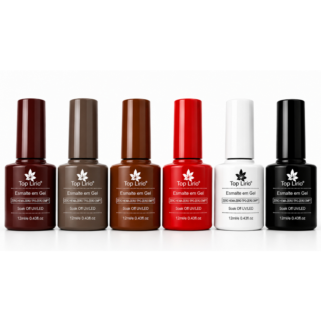 Kit 6 Esmalte Gel Uv Top Lirio / Master K&S Nail Gel Off Color Coat 12ml Uv/Led CoresVibrantes