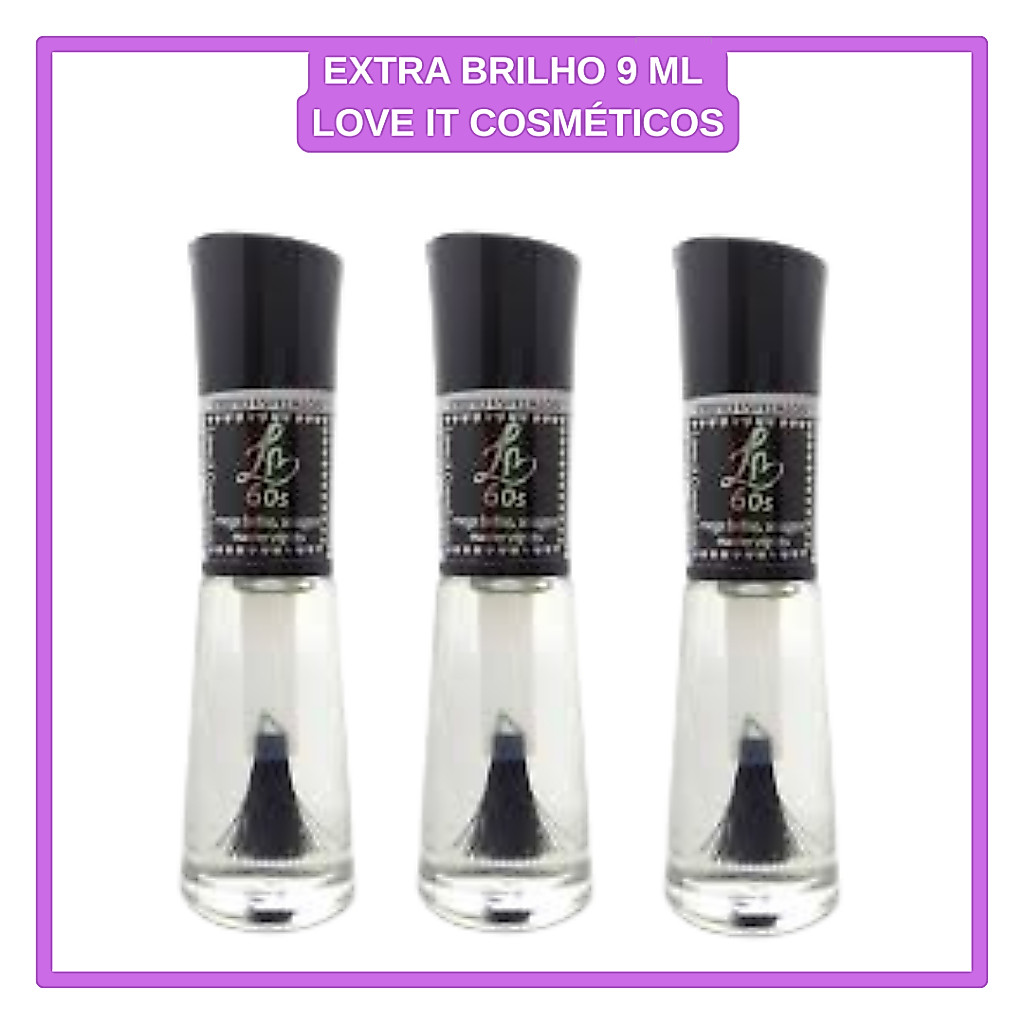 Top Coat Love It 9 ml Extra Brilho Unhas Secaggem Rápida e Durabilidade Rápida