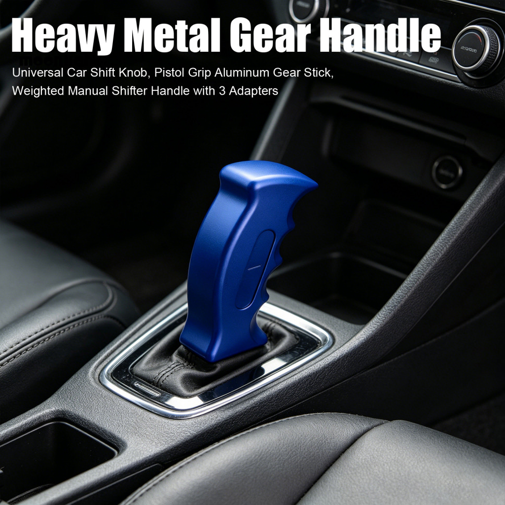 Universal Car Shift Knob Pistol Grip Aluminum Gear Stick Weighted Manual Shifter Handle with 3 Adapters for Smooth Chang