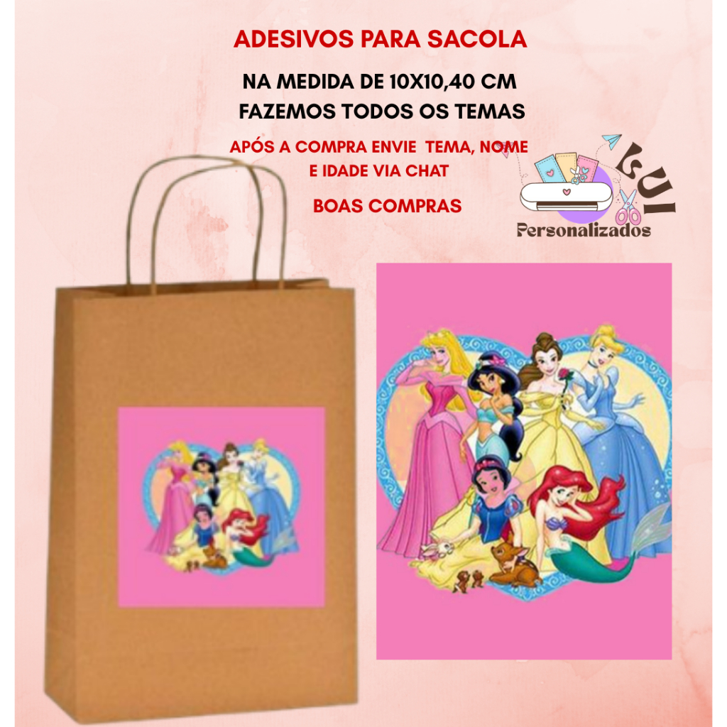 10/20/30/40/50 Adesivos Para Sacola Kraft Totalmente Personalizados para festa-ARTE DO CLIENTE ,SEM RECORTE (Envio Rápid