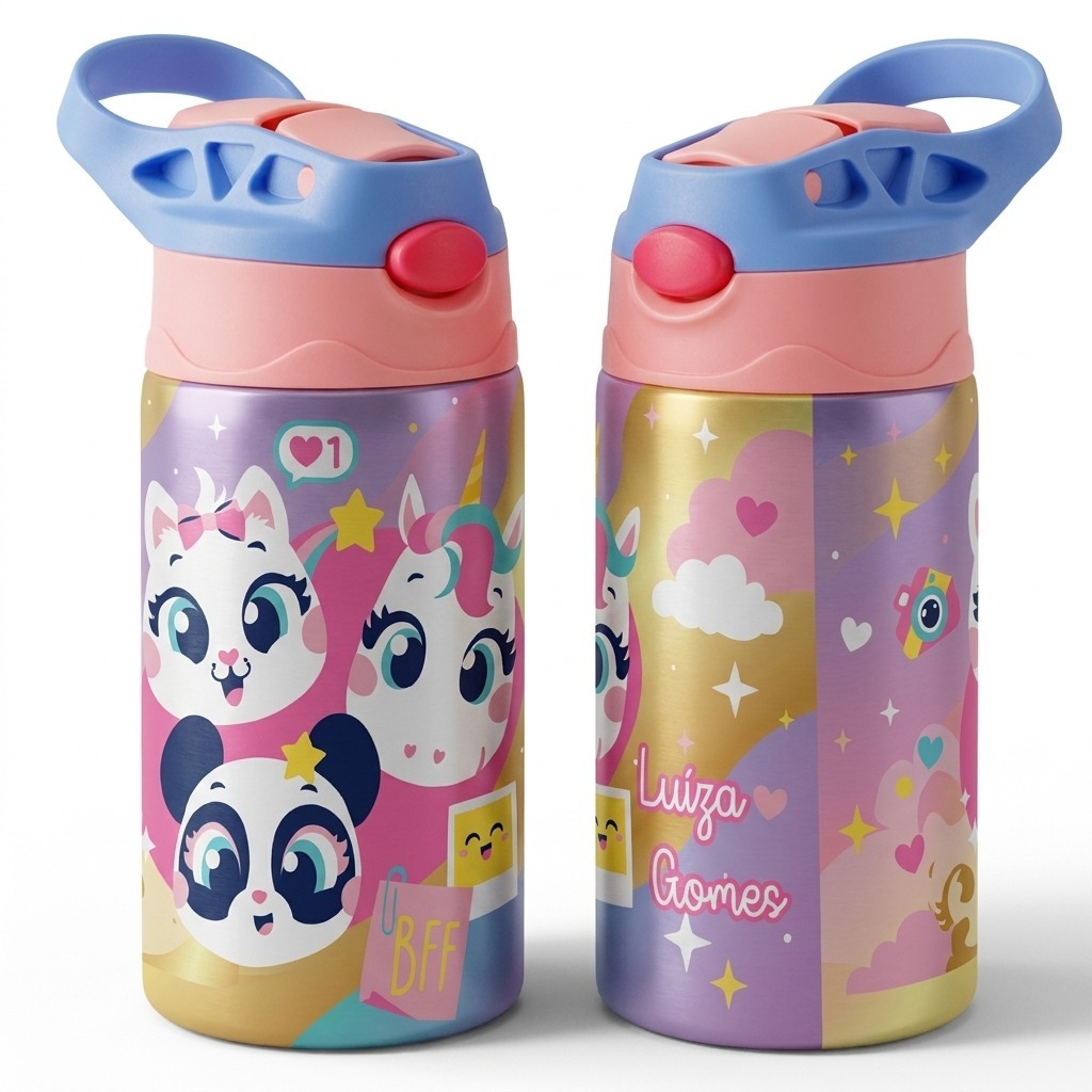 Garrafa Térmica infantil Cute Friends – Unicórnio, Panda e Gatinha BBF