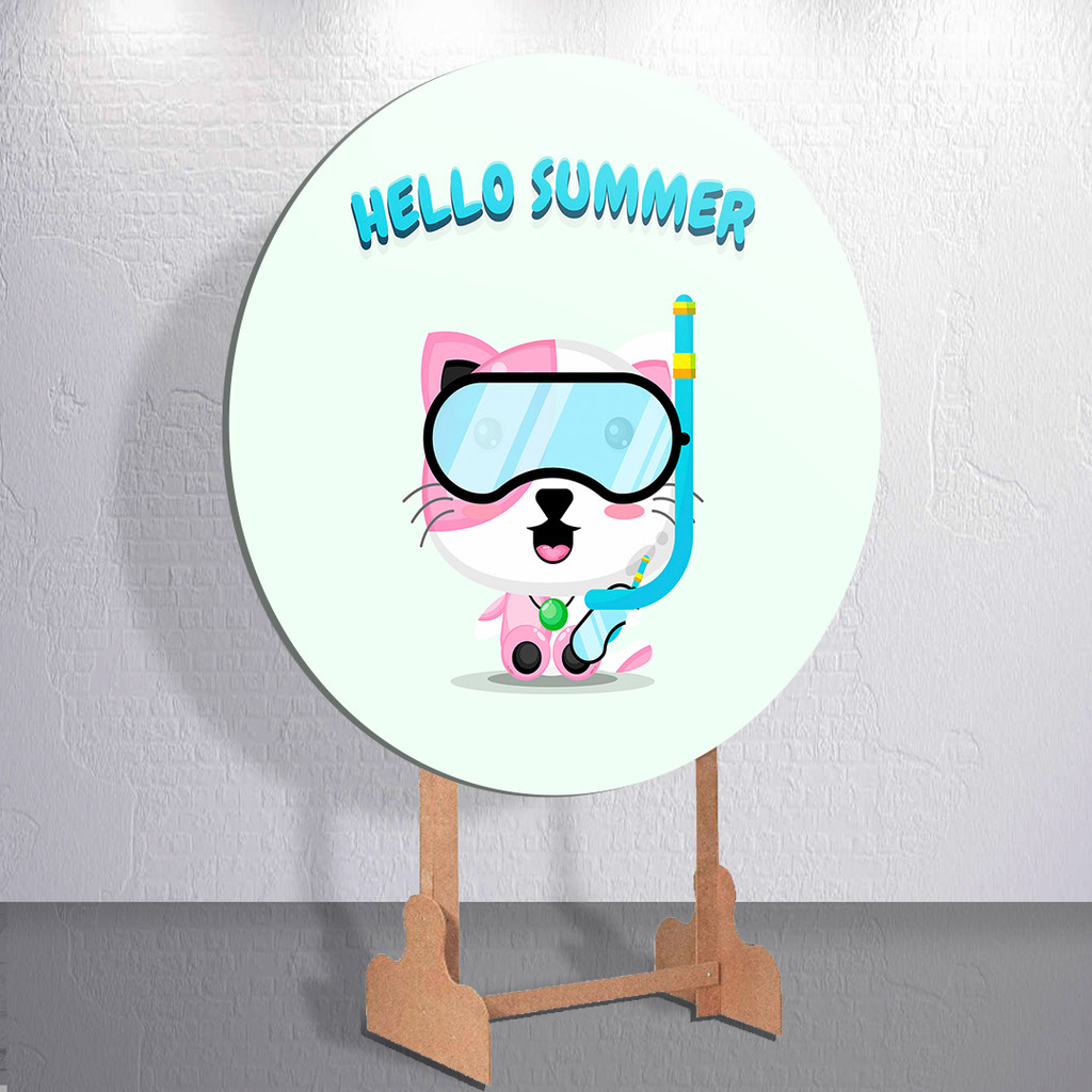 Capa Painel Gatinho Cute Festa Infantil Redondo Mini ou Grande Estampa Gato Decoração Sublimada