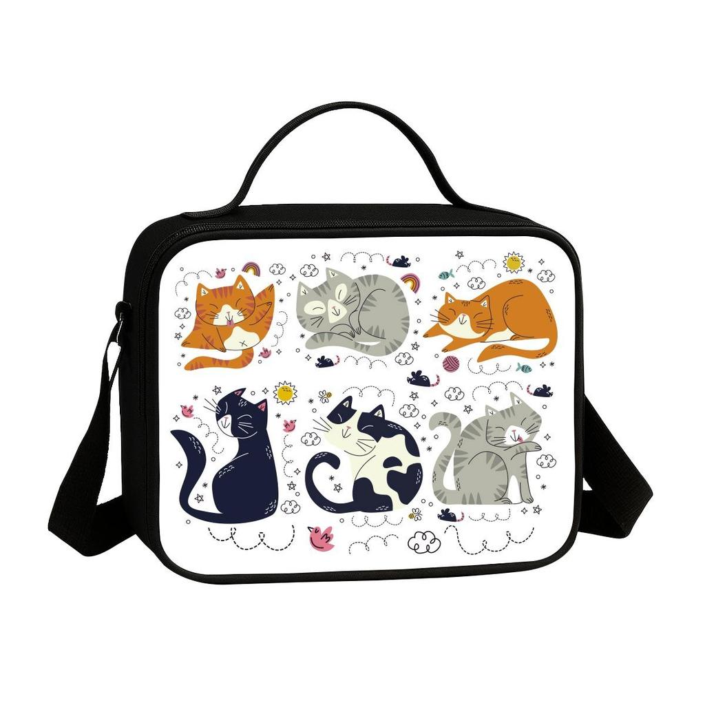 Mochila Simples e Lancheira Termica Estampa Avulsa ou Kit Infantil Escolar Cute Feminina Gatinhos