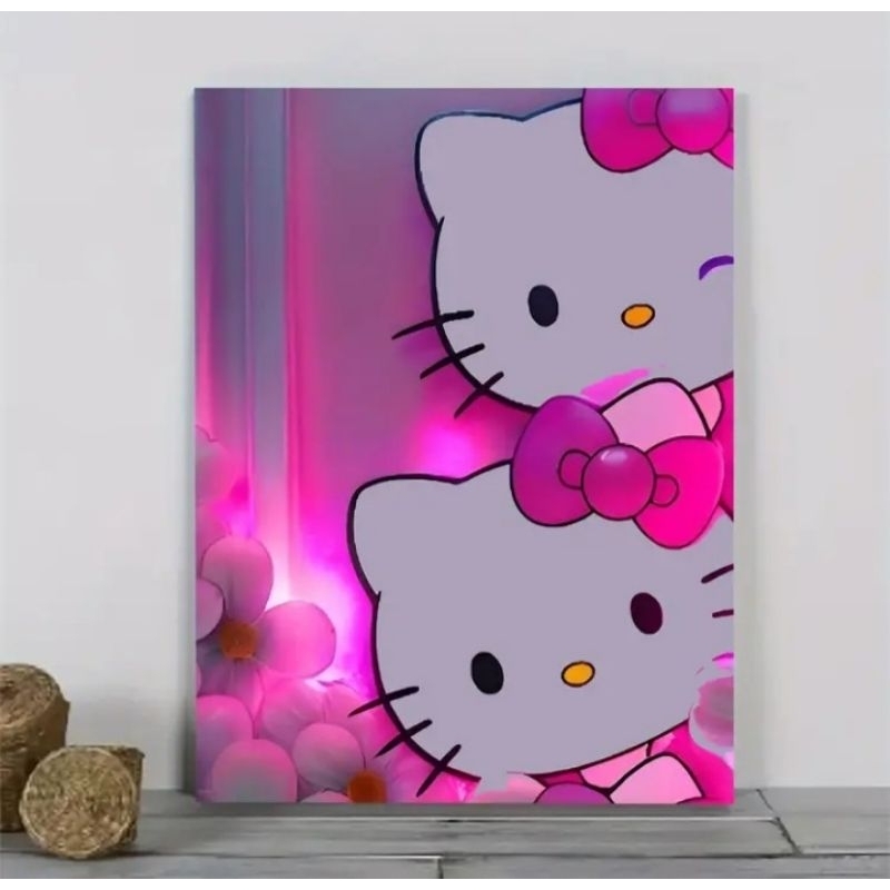 Quadro Decorativo Gatinha Rosa Infantil 🐱💖 Estilo Cute Quarto Menina 1 Peça