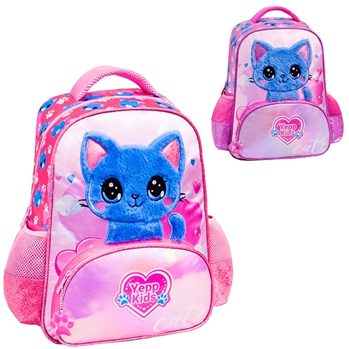 Mochila Escolar Gata Pelucia Grande Infantil Gatinho Gato 3D Cute Meninas Promoçao Presente