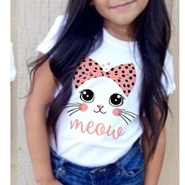 CAMISETA INFANTIL menina estilosa, Bichinhos fofos, gatinho, unicornio cute