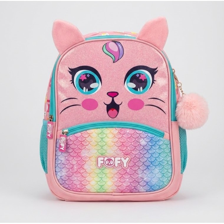 Mochila Escolar Cute Pompom Gatinho - Fofy