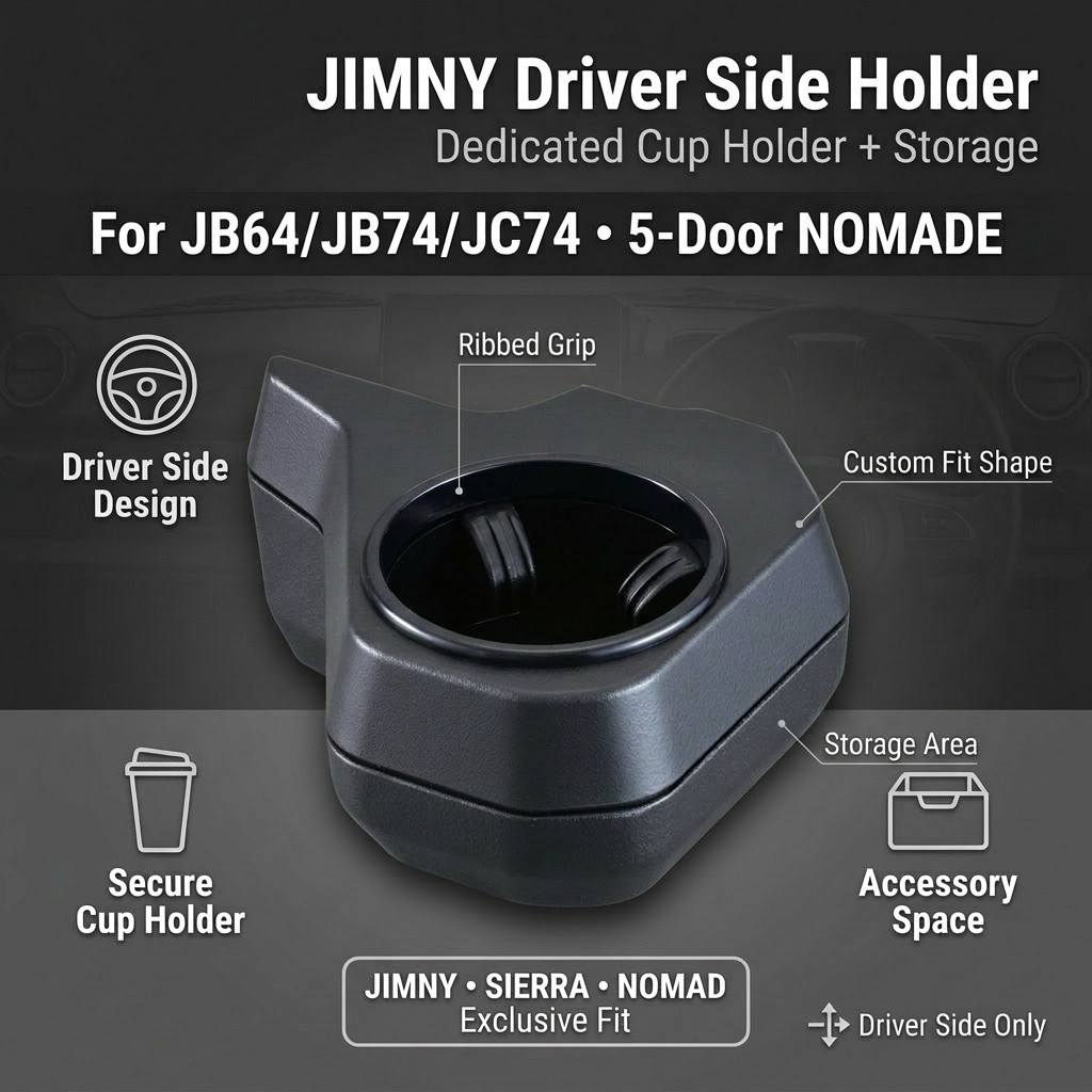 SEIWA Vehicle-Specific Accessory for Suzuki Jimny & Sierra & Nomad (JB64/JB74/JC74) Dedicated Driver Side Drink Holder W