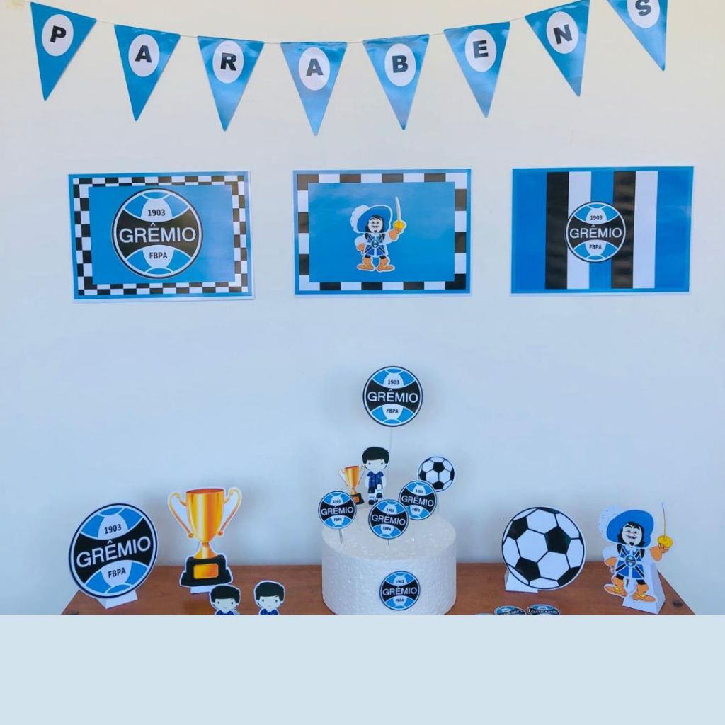 Kit So Um Bolinho do Grêmio Futebol Porto Alegre Papelaria Personalizada Kit De festa Personalizado de Futebol decoração