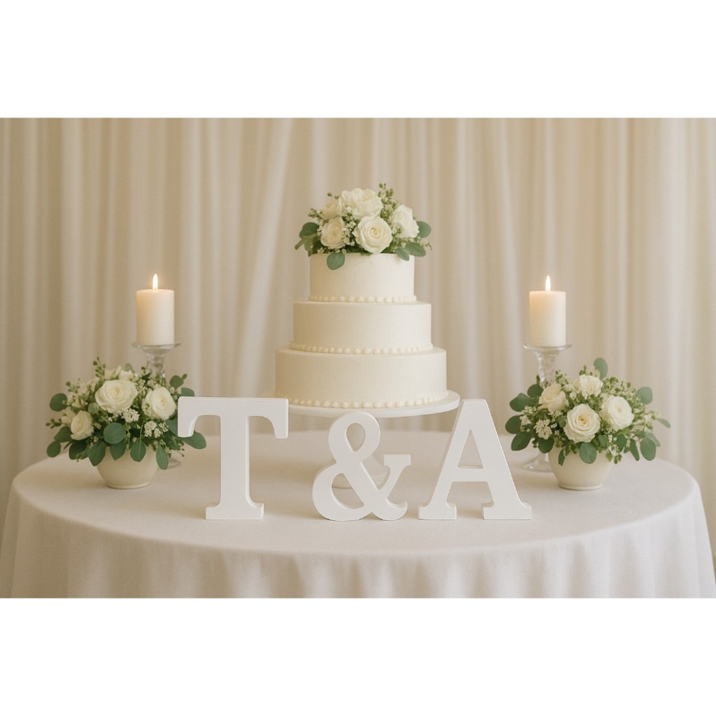 Letras Decorativas 17cm Personalizadas em 3D Branco Iniciais para Casamento, Festa e Decoração